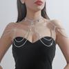 Acessórios de corrente de peito com franja e strass de temperamento Corrente corporal de colar de diamante flash multicamadas sexy da moda europeia e americana para festa de boate feminina