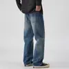 2026 Nueva Marca de Moda de Calle Jeans Lavados Desgastados para Hombre, Estilo Americano Workwear Corte Limpio Holgado Recto
