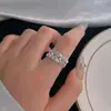 Anel de Prata Esterlina 925 Simples Doce Cool Indústria Pesada Flor Outono e Inverno Novo Estilo Feminino Ins Sentido Avançado Anel de Articulação Aberta