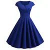 Fuente del Fabricante 2019eaby En Stock Venta Caliente Verano Cuello en V Estampado Casual Vestido Largo con Vuelo