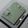 Nuevo suéter de lana 100% para hombre para otoño e invierno, cuello semi alto, corte holgado, engrosado, cálido, casual, camiseta base de punto jacquard