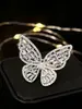 Anillo de Mariposa Popular de Douyin, Elegante Anillo Abierto Brillante con Diamantes para Dedo Índice, Venta Directa de Fábrica, Nueva Joyería de Yiwu 2024