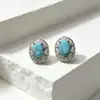 Aretes Serie Azul Medieval Occidental Aguja de Plata S925 Temperamento Moda Edad Aretes Aretes Femeninos Aretes