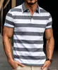 Camisa Polo Masculina de Verão, Top Elegante com Gola Listrada, Novo Estilo de Comércio Exterior Transfronteiriço Camisa Polo Masculina de Manga Curta