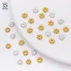 Cuentas espaciadoras DIY al por mayor, espaciadores de copo de nieve, soportes de flor de 14K, accesorios de cuentas budistas, accesorios de cuentas de color dorado para collares, pulseras y artículos decorativos