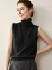Chaleco de Punto sin Mangas de Cachemira de Lujo Ligero de Cuello Alto para Mujer, Capa Base Interior de Cuello Alto, Chal Cálido de Otoño Invierno