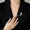 Broche Atmosférico de Moda Europea y Americana Zircón Elegante Elegante Pin de Perla Natural de Agua Dulce Traje Abrigo Chaqueta Accesorios