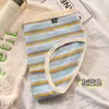 Pantaletas de algodón a rayas para mujer, entrepierna de algodón antibacteriano 7A, cómodas y transpirables, calzones de tiro medio para damas y niñas