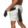 Shorts Esportivos Queimam Músculos Masculino Camada Dupla Combinação de Cores Toalha Pendurada Fitness Corrida Respirável Cor Sólida Calças Amazon