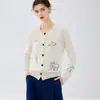 Nuevo suéter de cachemira pura para otoño e invierno, cuello redondo, corte ajustado, top versátil, suéter de manga larga, cárdigan de punto