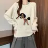 Suéter top de punto con bordado de caballito con sentido del diseño invierno 2026 nuevo talla grande ropa de mujer mm gordita tejido suelto prenda interior