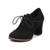 Zapatos de tacón medio grueso de primavera y otoño, Zapatos de otoño de estilo británico en color marrón con cordones, Zapatos de mujer, Tacones altos estilo universitario, Comercio exterior