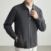 Jaqueta sem costura escovada de peso pesado 400g para homens, nova coleção outono 2026, estilo old money, jaqueta casual com gola de lapela