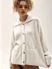 2026 Nuevo Suéter Cardigan de Punto Holgado Estilo Europeo y Americano para Mujer con Cuello de Traje y Bolsillos Grandes, Amazon Transfronterizo Hong