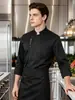 Uniforme de trabajo de chef, de manga larga, para otoño e invierno, adecuado para hoteles, restaurantes occidentales, cocinas de servicio, panaderías y comedores; ropa de trabajo transpirable para hombres y mujeres en la cocina