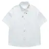 Camisa Bordada Girassol Estilo Retrô Japonês Verão 2026 Design Unissex Bf Solta Waffle Manga Curta