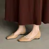 Zapatos de mujer de estilo minimalista con punta cuadrada y que aumentan la altura, de corte bajo, piel genuina, superficie suave, para primavera y otoño, zapatos de trabajo
