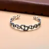 Prata Esterlina S925 Tendência Europeia e Americana Letra CD Luxo Leve Nicho Aberto Retrô Versátil Estilo ins Pulseira Retrô para Amantes