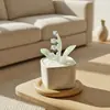 Adornos de Flores Artificiales de Vidrio Zibo, Pequeño Ramo de Flor de Lirio de Escritorio, Planta en Maceta de Flor Eterna, Regalo de Decoración para el Interior del Coche