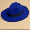 Fornecimento Transfronteiriço Cor Sólida Feltro de Imitação Retrô Britânico Chapéu Jazz Masculino e Feminino Aba Reta Chapéu de Cavalheiro Chapéu de Topo Plano Amazon