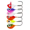 Anzol para pesca no gelo em formato de leque, isca para pesca no gelo, anzol com cabeça de chumbo micro, mini anzol de peixe luminoso para pesca de inverno com olhos