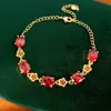Pulseira de flor oval com zircônia banhada a ouro 18k real, toque de luxo leve e de alta qualidade, joia de nicho única e elegante