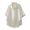 Camisa Polo Casual de Manga Corta para Hombre de Verano, Texturizada, de Lino Tencel, Marca Nasa, Alta Calidad, Holgada, con Cuello