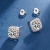 Pendientes Redondos Cuadrados de Venta Caliente en Xiaohongshu para Mujer Estilo Ins Corazón Circonita Pendientes de Seis Garras Pendientes de Copo de Nieve