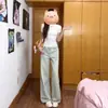 Pantalones vaqueros anchos lavables de cuatro estaciones para mujer, pantalones rectos de verano finos de cintura alta, pantalones largos para mujer petite