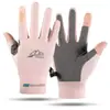 Guantes de pesca finos de verano para hombre, dos dedos expuestos, para llevar, ciclismo, hombres y mujeres, conducción, antideslizantes, fitness, mancuerna, dos dedos expuestos