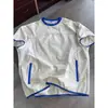 Camiseta deportiva unisex de verano ligera de secado rápido, cuello redondo, manga corta tejida, bolsillo con cremallera de color contrastante, ajuste limpio