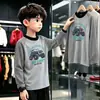 Camiseta de Manga Larga de Forro Polar con Estampado Divertido para Niños, Primavera y Otoño, para Niños Medianos y Grandes, Estilo Coreano, Elegante, Informal, Capa Base
