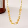 Colar de corrente de anel dourado elegante Pérola feminina Nicho requintado Pulseira de metal de alta qualidade para todos os fósforos Pulseira de estilo frio