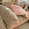 Conjunto de Roupa de Cama de Algodão Integral de Quatro Peças, Algodão Puro Novo Estilo 2026, Roupa de Cama Fresca e Simples, Lençol, Capa de Edredom, Conjunto de Três Peças, Adequado para Todas as Estações