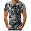 Vendas Diretas da Fábrica Camiseta Masculina Estampada Trendyy Leão Tigre Estampa Digital 3D Top de Manga Curta