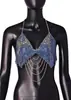 Top Tubo Metálico AYJ com Lantejoulas, Gola Halter, Franjas e Correntes, Costas Abertas, para Performances de Meninas Badass em Boates
