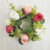 Guirnalda de Candelabro de Rosa Simulada Más Vendida de Amazon Decoración Festiva Europea Anillo de Vela Taza de Vela Guirnalda Decorativa de Flores