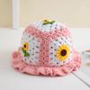 Nuevo Sombrero de Lana Tejido a Mano con Volantes de Girasol de Dibujos Animados Japoneses Lindo Estilo Pastoral Sombrero de Pescador Fresco
