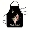 Delantal Personalizado Estilo Ins Transfronterizo para Manicurista con Impresión de Alta Definición, Delantal de Colgar en el Cuello para Manicuristas, Mono Anti-Manchas DIY para Manualidades