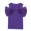 Camiseta feminina sexy de manga curta com ombro de fora, nova estação europeia de verão 2024, top com contas combinando com a cor, camiseta slim fit de meia manga