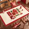 Mantel Rojo de Año Nuevo, Impermeable, Resistente al Aceite, No Lavable, Resistente al Calor, Mantel Individual para Mesa, Mantel para Mesa de Café con Ambiente del Año del Caballo, Protector de Escritorio