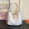 Bolso de hombro minimalista de nicho con estampado de oso, bolso tote versátil, bolso de hombro de gran capacidad, mochila multiusos