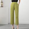 Calça casual feminina Sanzhai plissada verão 2022 nova drapeada solta modeladora versátil cropped reta com fenda na barra