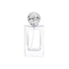 Botellas de Perfume en Stock 50/100ml Botellas de Vidrio Rayado Cuadradas Transparentes Botellas Pequeñas de Subempaque con Tapas Botellas con Atomizador al por Mayor