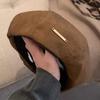 Boina de Cuero PU Retro de Diseñador para Mujer Otoño Versátil Celebrador Cibernético Etiqueta Metálica Gorra Octagonal Showface Gorra Pequeña de Calabaza