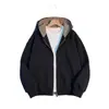 Nueva chaqueta con capucha reversible de cuadros estilo americano, chaqueta de béisbol de alta costura para hombre primavera/otoño, sudadera con cremallera