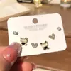 Plata 925 Chapada Una Tarjeta con Juego de 3 Pares de Pendientes Asimétricos de Cisne Perla de Imitación Diamantes de Imitación Joyería para Orejas de Gato Estudiante