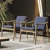 Mesas y Sillas de Exterior, Madera de Teca, Impermeables y Resistentes al Sol, Muebles de Exterior para Cafetería de Hotel y Restaurante, Sillas de Ratán para Ocio en Patio de Villa y Jardín