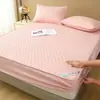 Lençol de Elástico Impermeável Acolchoado Cor Sólida Personalizado Protetor de Colchão Lençol à Prova de Urina Conjunto de Três Peças Fabricante Nantong Atacado