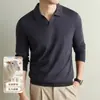 Suéter de lana de seda para hombre con cuello de gaviota, otoño 2026 nuevo, color liso, estilo old money, suéter base casual de punto para hombre
